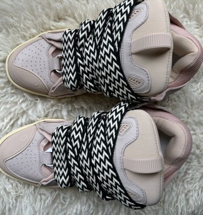Lanvin Leather Curb Sneakers Pale Pink 10