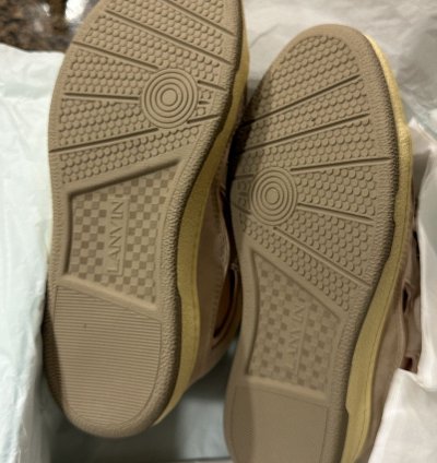Lanvin Leather Curb Sneakers Pale Pink 10