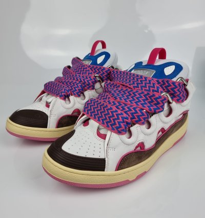 Lanvin Men Curb White And Purple Sneakers New