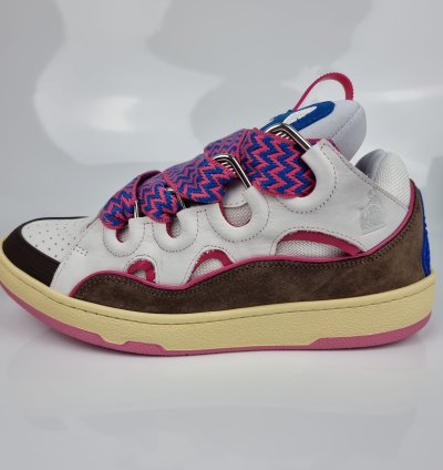Lanvin Men Curb White And Purple Sneakers New