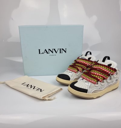 Lanvin Men Curb White Sneakers New