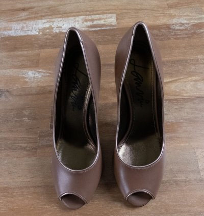 Lanvin Paris Brown Gold Peep Toe Leather Stiletto Pumps 38
