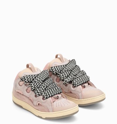 Lanvin Pink Leather Curb Sneakers