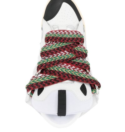 Lanvin White Leather And Glitter Curb Sneakers