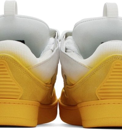 Leather Curb Sneakers In Yellow White