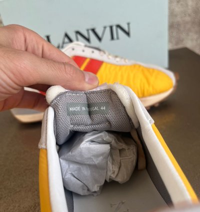 Mesh Leather Runner Trainer In Yellow Orange