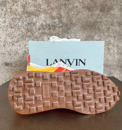 Mesh Leather Runner Trainer In Yellow Orange