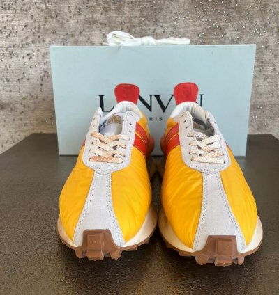 Mesh Leather Runner Trainer In Yellow Orange