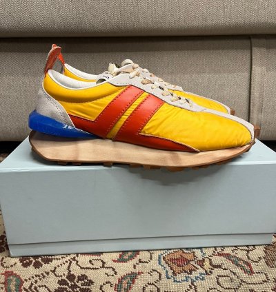 Mesh Runner Trainer Sneakers In Yellow Red