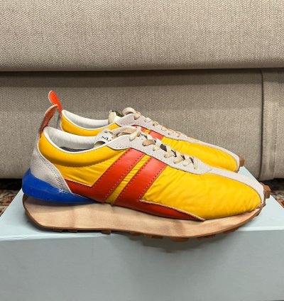 Mesh Runner Trainer Sneakers In Yellow Red
