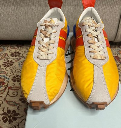 Mesh Runner Trainer Sneakers In Yellow Red
