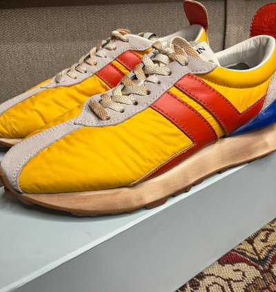 Mesh Runner Trainer Sneakers In Yellow Red