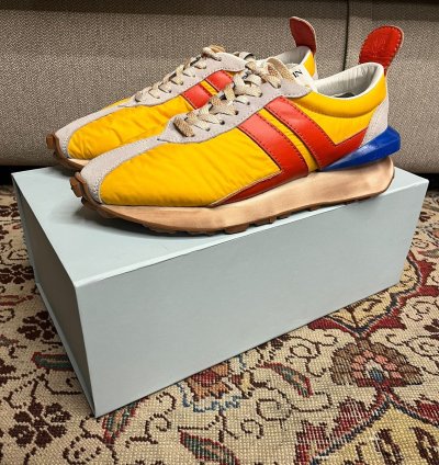 Mesh Runner Trainer Sneakers In Yellow Red