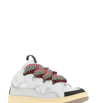 Multicolor Leather And Fabric Curb Sneakers