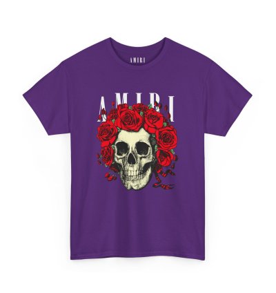 Amiri Rose Skull Purple T-shirt - Size Usa