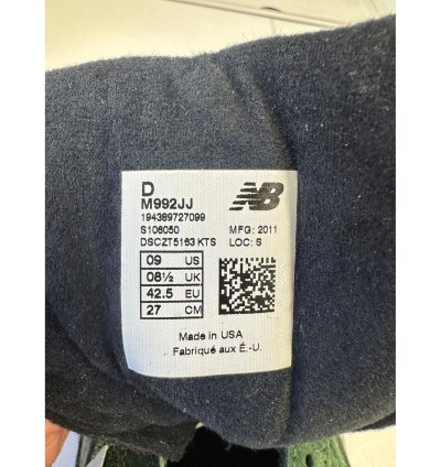 New Balance 992 Jjjjound Green Size 9