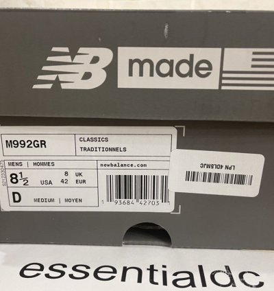 New Balance 992 M992gr Grey Running Shoes 8 5 New In Box