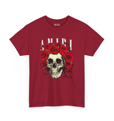 Amiri Rose Skull Cardinal Red T-shirt - Size Usa