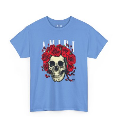 Amiri Rose Skull Carolina Blue T-shirt - Size Usa