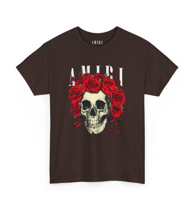 Amiri Rose Skull Dark Chocolate T-shirt - Size Usa