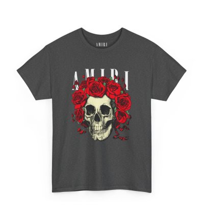 Amiri Rose Skull Dark Heather T-shirt - Size Usa