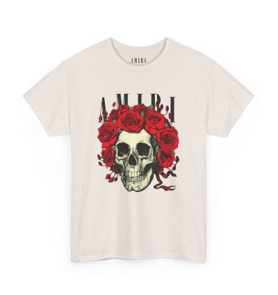 Amiri Rose Skull Ice Grey T-shirt - Size Usa
