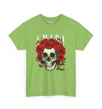 Amiri Rose Skull Lime T-shirt - Size Usa
