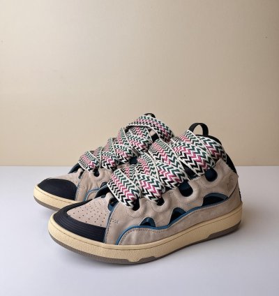 New Lanvin Curb Sneakers Ecru Black