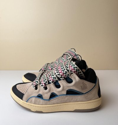 New Lanvin Curb Sneakers Ecru Black
