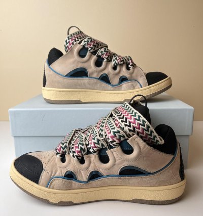 New Lanvin Curb Sneakers Ecru Black