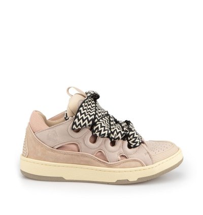 Pink Leather Curb Sneakers