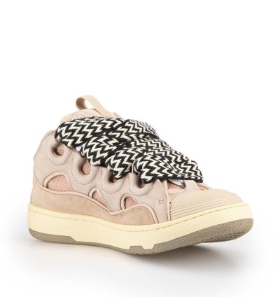 Pink Leather Curb Sneakers