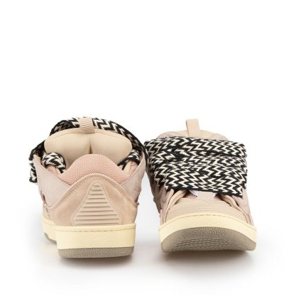 Pink Leather Curb Sneakers