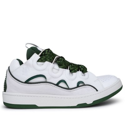 Sneaker Curb In Pelle Bianca Verde