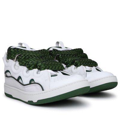Sneaker Curb In Pelle Bianca Verde