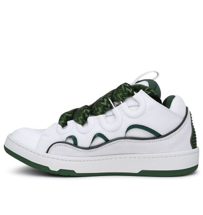 Sneaker Curb In Pelle Bianca Verde