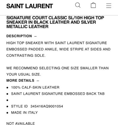 16ss Metallic Silver Sl 10h Court Sneakers Sz40 5