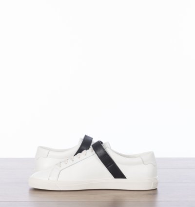Andy Sneakers With Black Leather Strap In White Leather