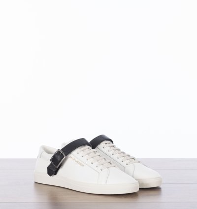 Andy Sneakers With Black Leather Strap In White Leather