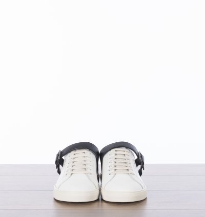 Andy Sneakers With Black Leather Strap In White Leather