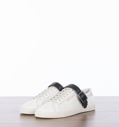Andy Sneakers With Black Leather Strap In White Leather