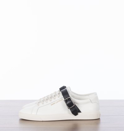 Andy Sneakers With Black Leather Strap In White Leather
