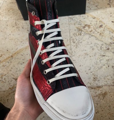 Bedford Di Patch Trainers In Ruby Red Black