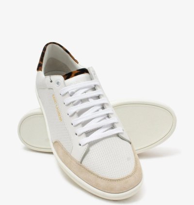 Court Classic Sl 10 White Perforated Leather Trainers