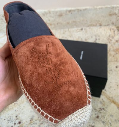 Espadrille 20 Ysl Embroidered In Dark Brown