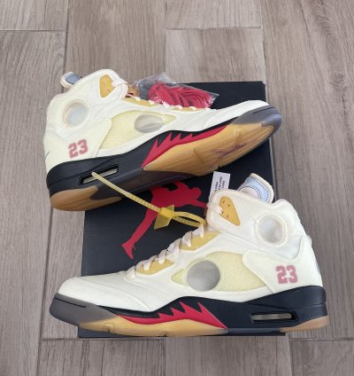 Jordan 5 Retro Off-white Sail Fire Red