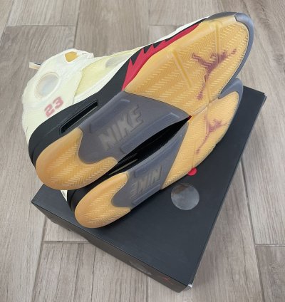 Jordan 5 Retro Off-white Sail Fire Red