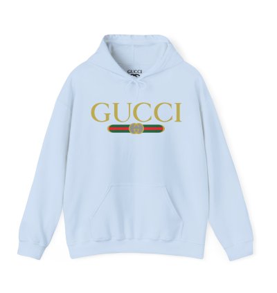 Gucci Gg Logo Light Blue Hoodie - Size Usa