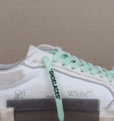 Low Vulcanized Distressed Sneakers In White Navy Blue