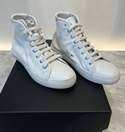 Malibu Mid Top Sneakers In Smooth Leather Optical White